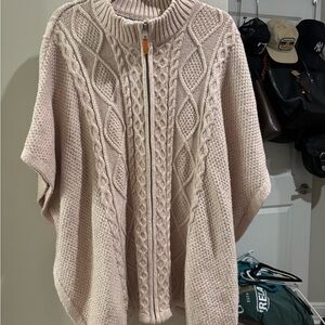 cupcakes & cashmere Cable Knit Poncho - Cream